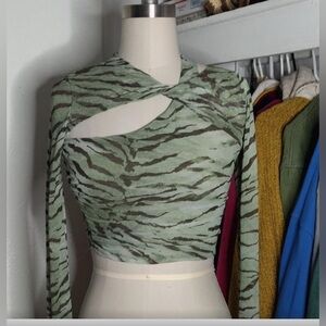 Zara Green Zebra Top